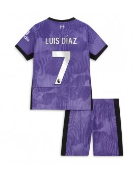Otroški Nogometna dresi replika Liverpool Luis Diaz #7 Tretji 2023-24 Kratek rokav (+ hlače)